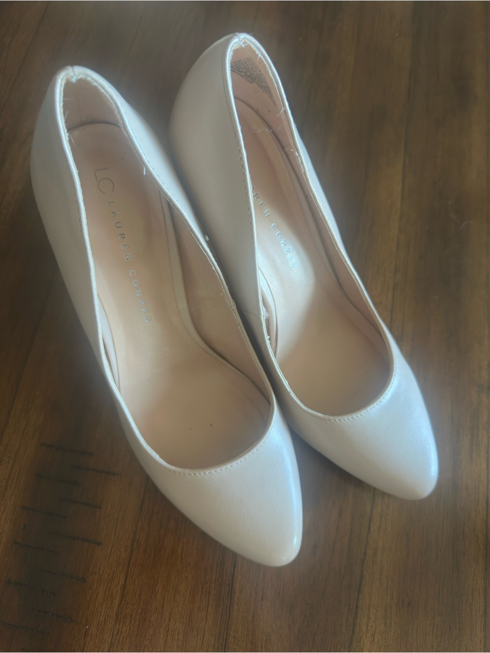 LC Lauren Conrad Cream Pointed-Toe Pumps